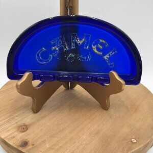 CAMEL CIGARETTES, DARK BLUE COLORED, GLASS ASHTRAY, VINTAGE #1960's yrs.